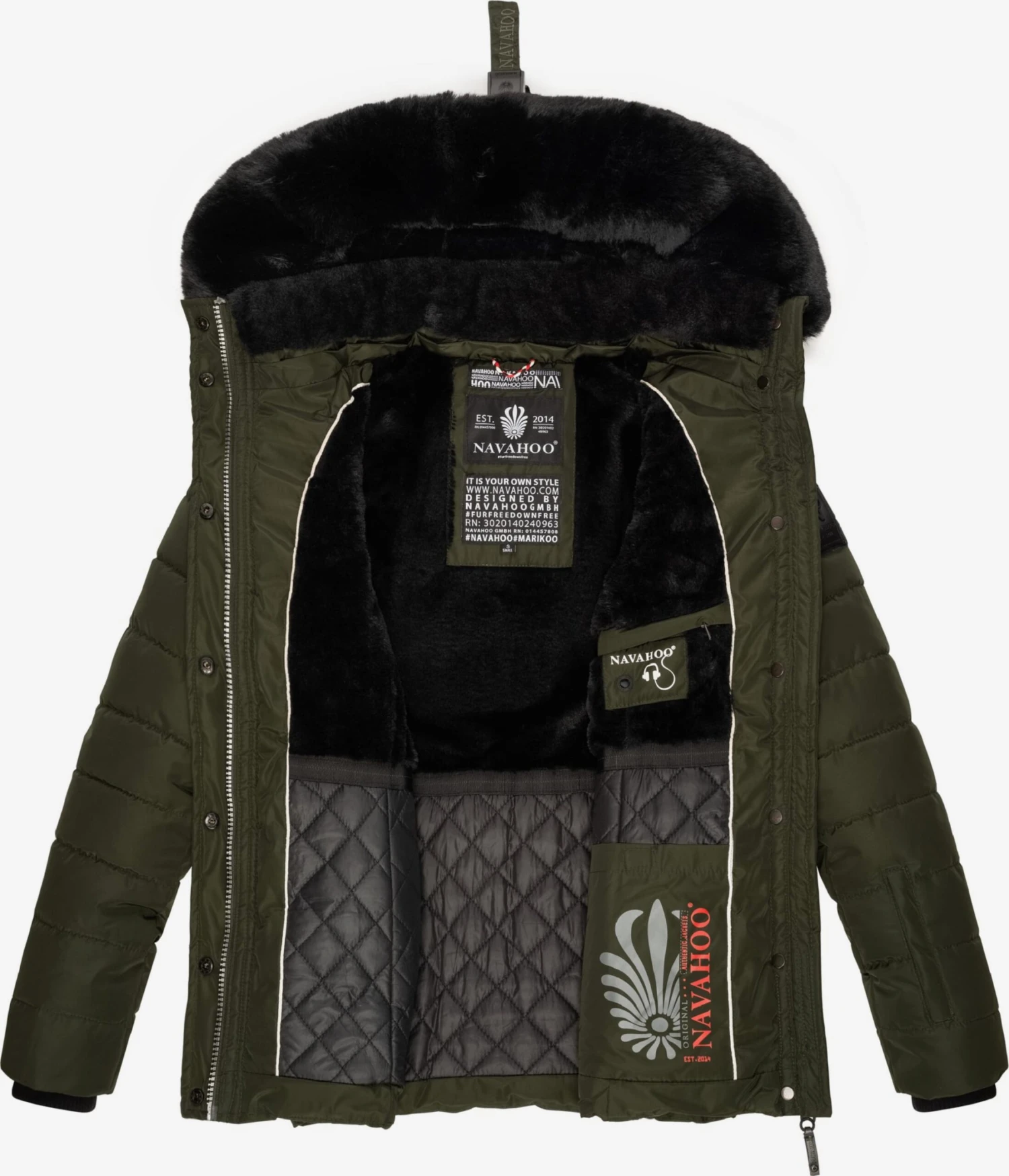 Navahoo Winterjassen Winterjas Milianaa Dames Kaki 7 Navahoo Winterjassen Winterjas Milianaa Dames Kaki - Afbeelding 7