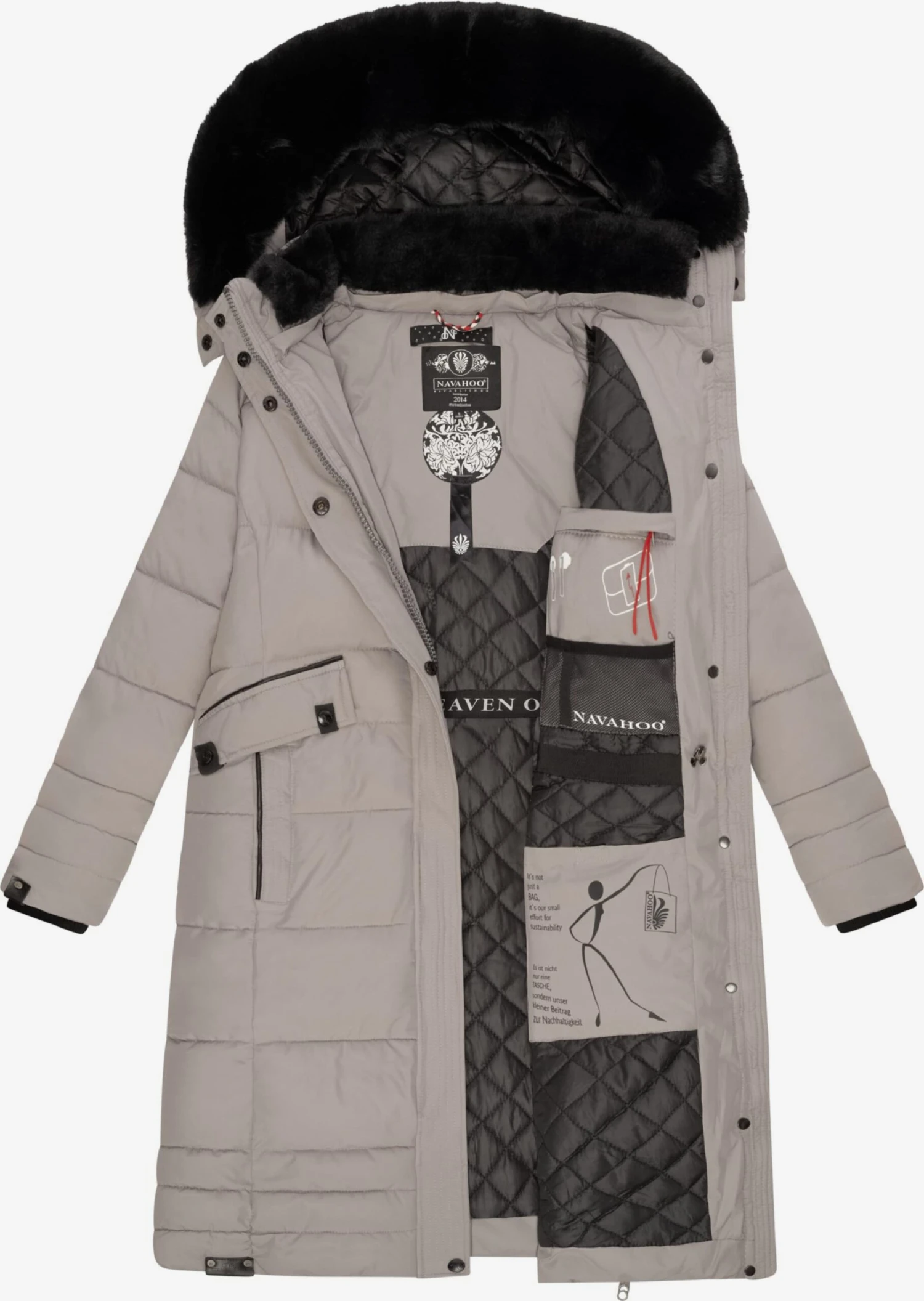 Navahoo Wintermantels Wintermantel Fahmiyaa Dames Stone Grey 6 Navahoo Wintermantels Wintermantel Fahmiyaa Dames Stone Grey - Afbeelding 6