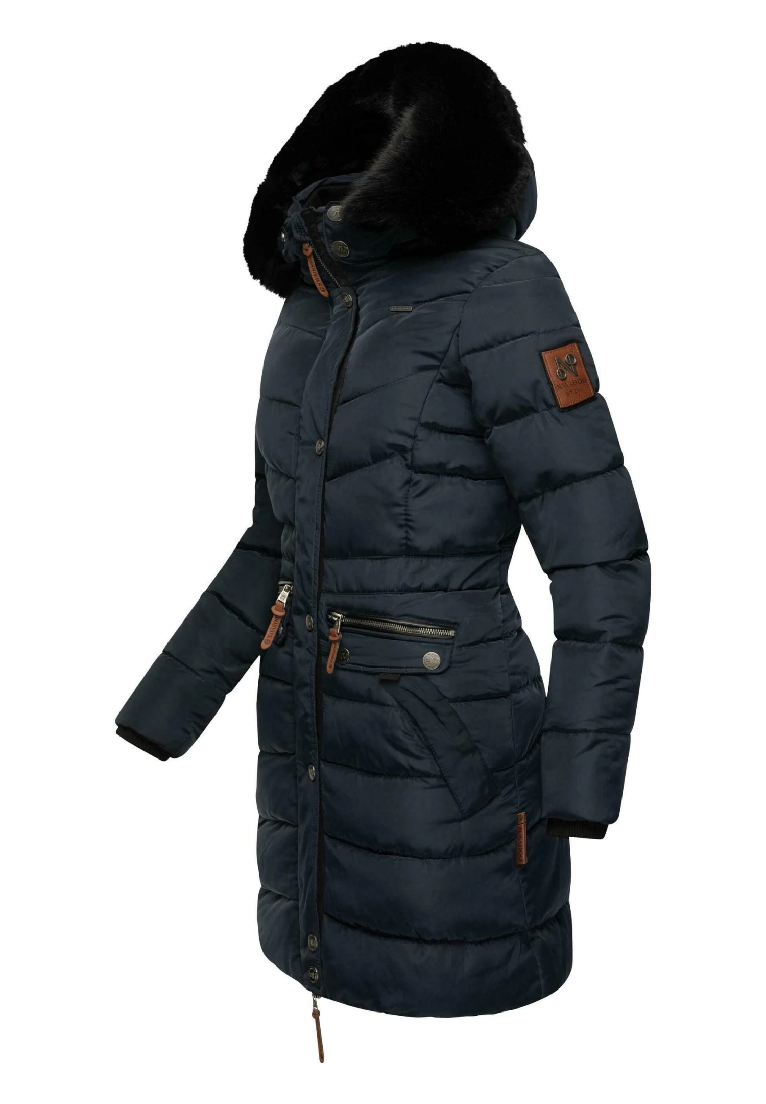 Navahoo Paula - Winterjas - Blue With Black Fur 3 Navahoo Paula - Winterjas - Blue With Black Fur - Afbeelding 3