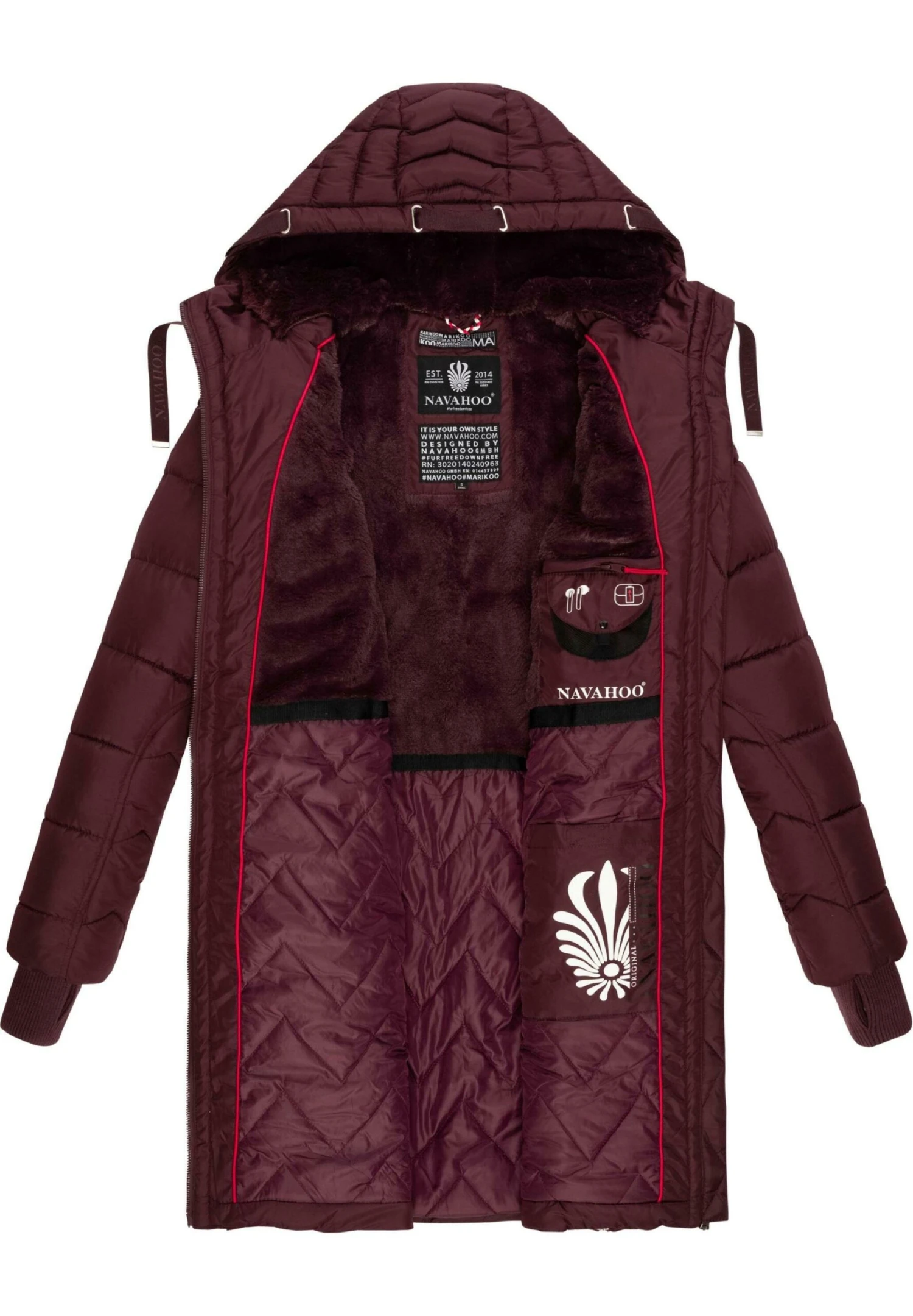 Navahoo Winterjas - Dark Red Melange 8 Navahoo Winterjas - Dark Red Melange - Afbeelding 8